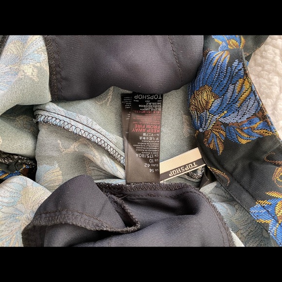 Topshop Blue Floral Print Satin-Trimmed Trousers - Picture 7 of 7